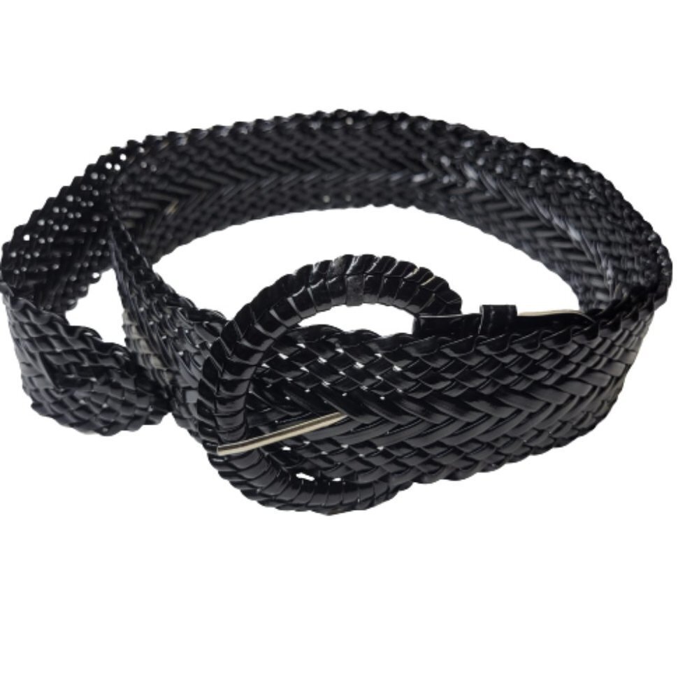 Womens Braided Woven Fashion Black Belt